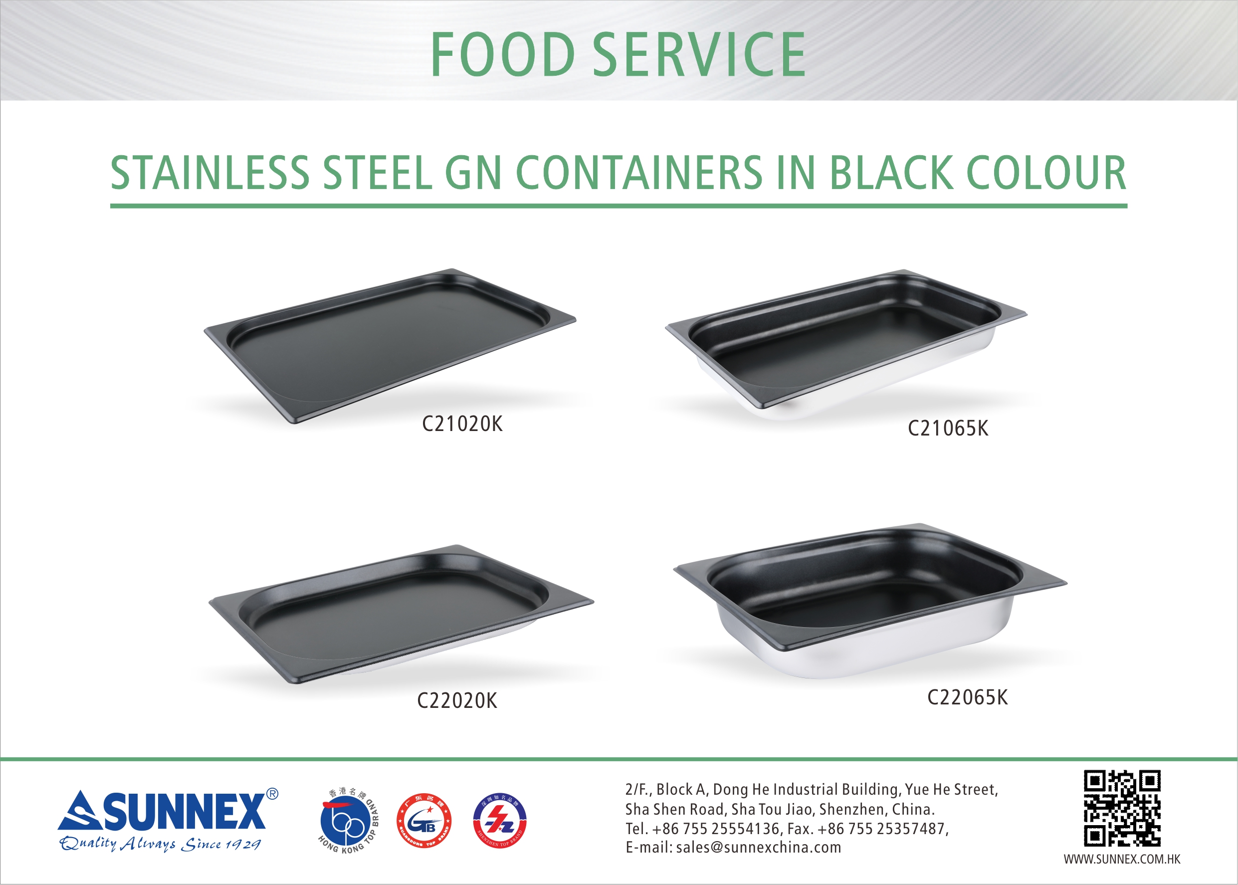 Wadah GN stainless steel Sunnex warna ireng