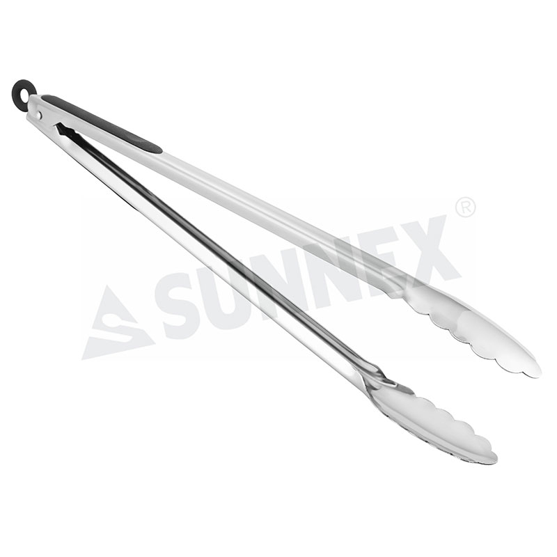 Stainless Steel Long Panggangan Ngunci Pangan porsi Tongs