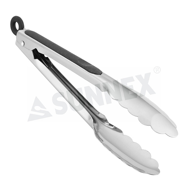 Stainless Steel Serving Tongs karo Soft Grip Handle Warna Ireng