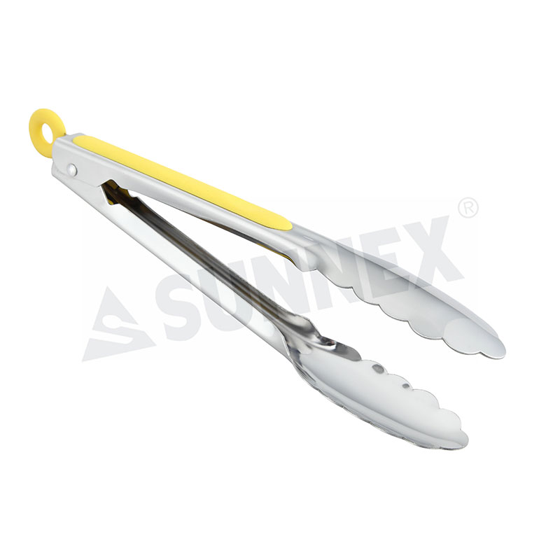 Stainless Steel Serving Tongs karo Soft Grip Handle Warna Kuning